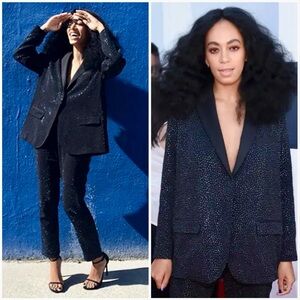 H&M Studio Sparkle Holiday BLAZER Solange Red Carpet Evening Jacket Oversized S